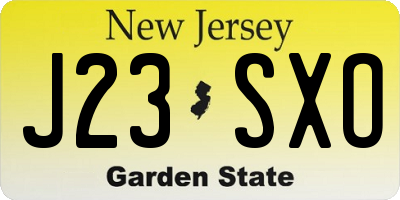 NJ license plate J23SXO