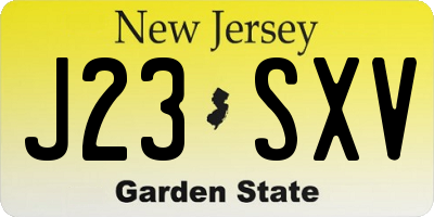 NJ license plate J23SXV
