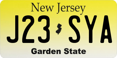 NJ license plate J23SYA