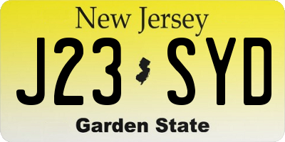 NJ license plate J23SYD