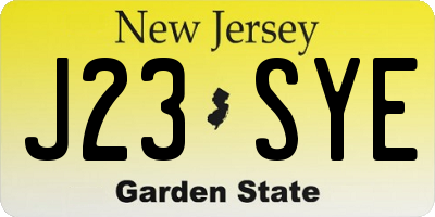 NJ license plate J23SYE