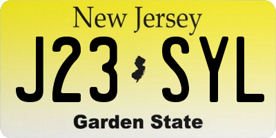 NJ license plate J23SYL