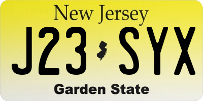 NJ license plate J23SYX