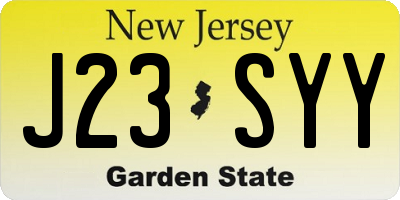 NJ license plate J23SYY