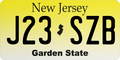 NJ license plate J23SZB