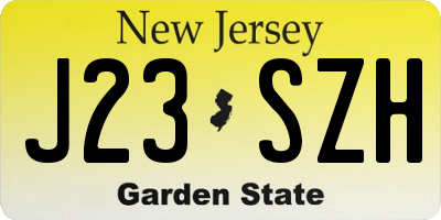 NJ license plate J23SZH