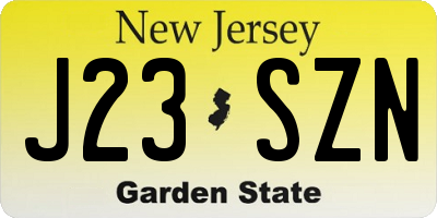 NJ license plate J23SZN