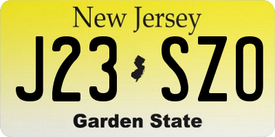 NJ license plate J23SZO