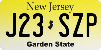 NJ license plate J23SZP