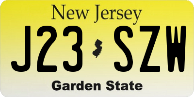 NJ license plate J23SZW