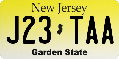 NJ license plate J23TAA