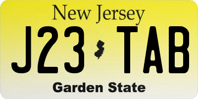 NJ license plate J23TAB