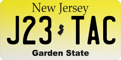 NJ license plate J23TAC