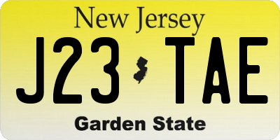 NJ license plate J23TAE
