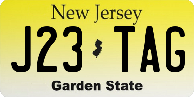 NJ license plate J23TAG