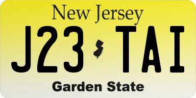 NJ license plate J23TAI