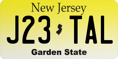 NJ license plate J23TAL