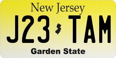 NJ license plate J23TAM