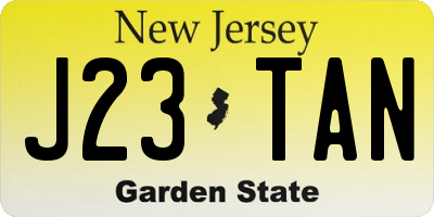NJ license plate J23TAN