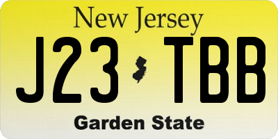 NJ license plate J23TBB