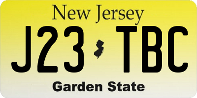 NJ license plate J23TBC