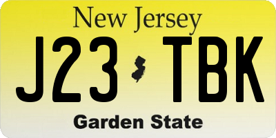 NJ license plate J23TBK