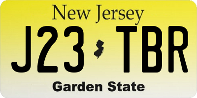 NJ license plate J23TBR