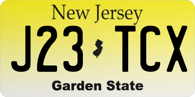 NJ license plate J23TCX