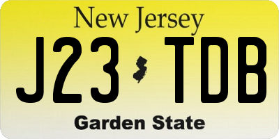 NJ license plate J23TDB