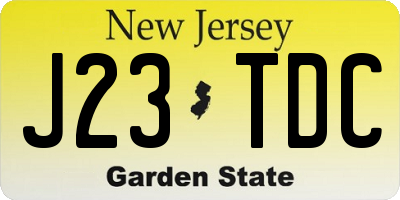NJ license plate J23TDC