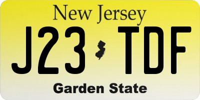 NJ license plate J23TDF