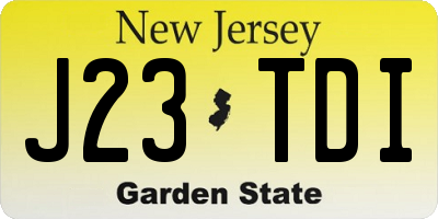 NJ license plate J23TDI