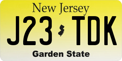 NJ license plate J23TDK