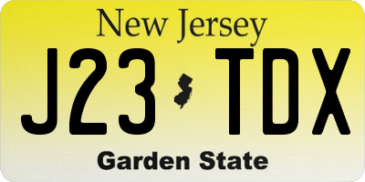 NJ license plate J23TDX