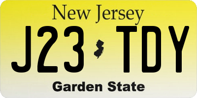 NJ license plate J23TDY