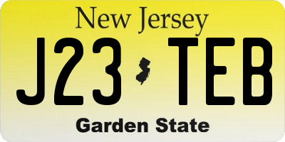 NJ license plate J23TEB