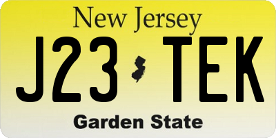 NJ license plate J23TEK