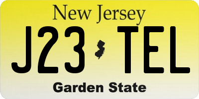 NJ license plate J23TEL