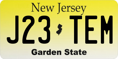NJ license plate J23TEM