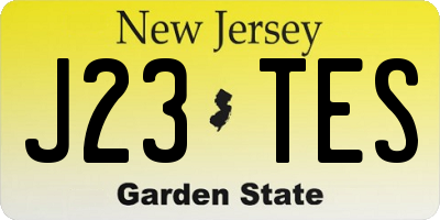 NJ license plate J23TES