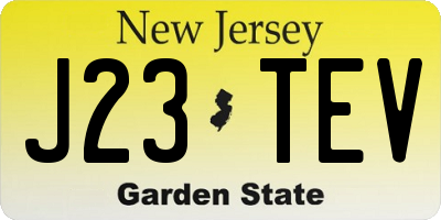 NJ license plate J23TEV