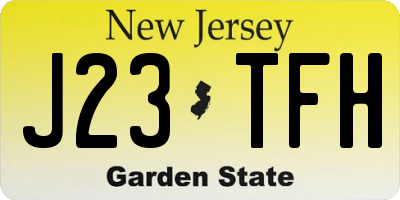 NJ license plate J23TFH