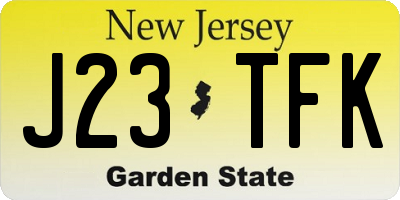 NJ license plate J23TFK