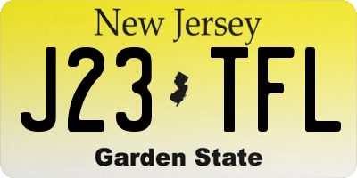 NJ license plate J23TFL