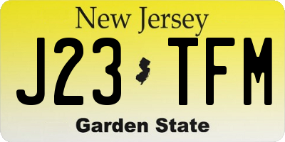 NJ license plate J23TFM