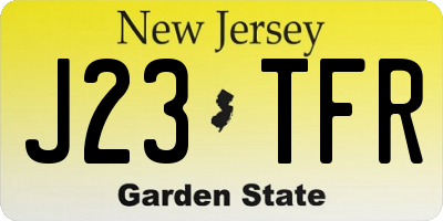 NJ license plate J23TFR