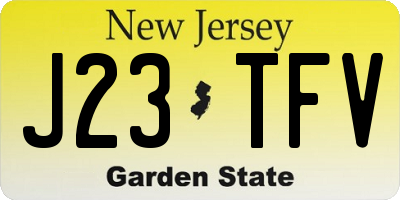 NJ license plate J23TFV