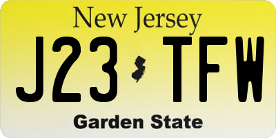 NJ license plate J23TFW