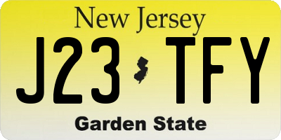 NJ license plate J23TFY