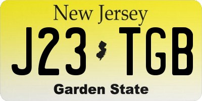 NJ license plate J23TGB